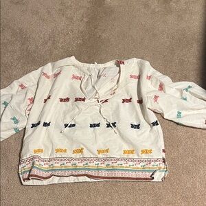 Boho Embroidered Peasant Blouse